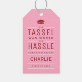 Roze het kwastje was het gedoe Afstuderen waard Cadeaulabel (Voorkant)