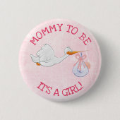 Roze het meisje dat een Baby shower Button is (Voorkant)