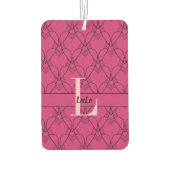 Roze het Monogram van het Patroon van het Kunstpat Luchtverfrisser (Achterkant)