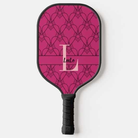 Roze het Monogram van het Patroon van het Kunstpat Pickleball Paddle (Achterkant)