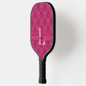 Roze het Monogram van het Patroon van het Kunstpat Pickleball Paddle (Links)