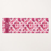 Roze het Patroon van het Hart met de Naam van de D Yogamat (Voorkant (horizontaal))