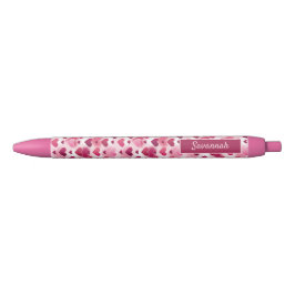 Roze het Patroon van het Hart met de Naam van de D Zwarte Inkt Pen