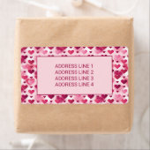 Roze het patroon van het hart met de Tekst van de Etiket (Insitu)