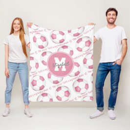 Roze Het voetbalveld is mijn gelukkige plek Fleece Deken