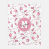 Roze Het voetbalveld is mijn gelukkige plek Fleece Deken (Voorkant)