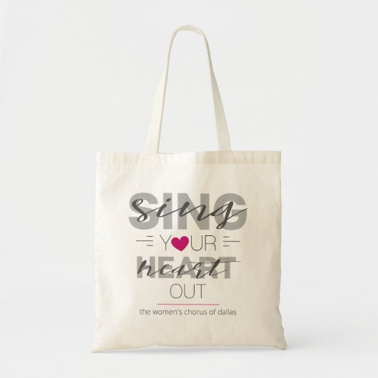 Roze het Zingelen Uw Canvas tas van het hart uit (Voorkant)