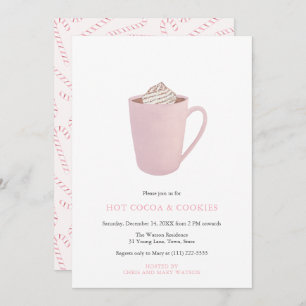 Roze Hete Cacao en Koekjes Kerstfeest Kaart