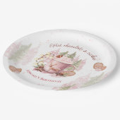 Roze Hete Chocolade Kerstmis Verjaardagspapier Bor Papieren Bordje (Gekanteld)