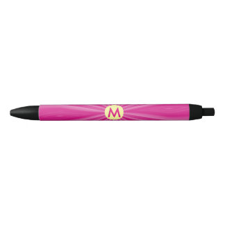 Roze hete felle zonburst-monogram gele cirkel zwarte inkt pen