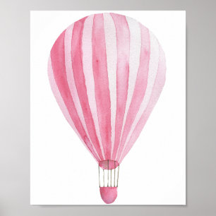 Roze hete luchtballon - aerostaat poster