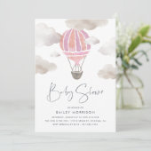 Roze Hete Luchtballon Allen in Één Baby shower Kaart (Staand voorkant)