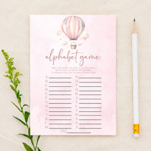 Roze Hete Luchtballon Alphabet Baby shower Spel