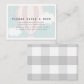 Roze hete luchtballon alstublieft een boek meeneme informatiekaartje (Voorkant / Achterkant)