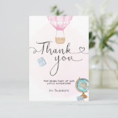 Roze Hete Luchtballon Avontuur Dank u Bedankkaart (Staand voorkant)