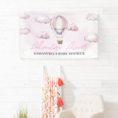 Roze Hete Luchtballon Baby shower Banner (Insitu)