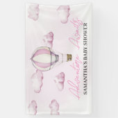 Roze Hete Luchtballon Baby shower Banner (Verticaal)
