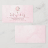 Roze Hete Luchtballon Baby shower Boeken voor Baby Informatiekaartje (Voorkant / Achterkant)