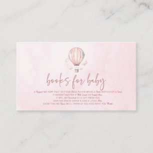 Roze Hete Luchtballon Baby shower Boeken voor Baby Informatiekaartje