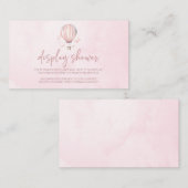 Roze Hete Luchtballon Baby shower Display Douche Informatiekaartje (Voorkant / Achterkant)