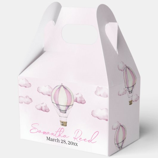 Roze Hete Luchtballon Baby shower Favoriet Box Bedankdoosjes (Voorkant)