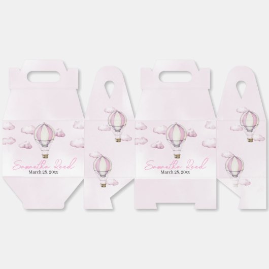 Roze Hete Luchtballon Baby shower Favoriet Box Bedankdoosjes (Ongevouwen)