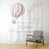 Roze Hete Luchtballon Baby shower Foto achtergrond Wandkleed (In situ)