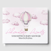 Roze Hete Luchtballon Baby shower Gastenboek (Voorkant)