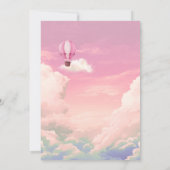 Roze Hete Luchtballon Baby shower Invitation Kaart (Achterkant)