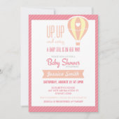 Roze Hete Luchtballon Baby shower Invitation Kaart (Voorkant)