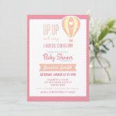 Roze Hete Luchtballon Baby shower Invitation Kaart (Staand voorkant)