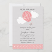 Roze Hete Luchtballon Baby shower Invitation Kaart (Voorkant)