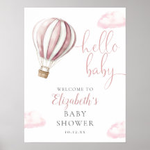 Roze hete luchtballon baby shower welkomstbord