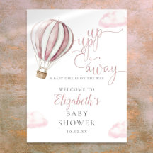 Roze hete luchtballon baby shower welkomstbord