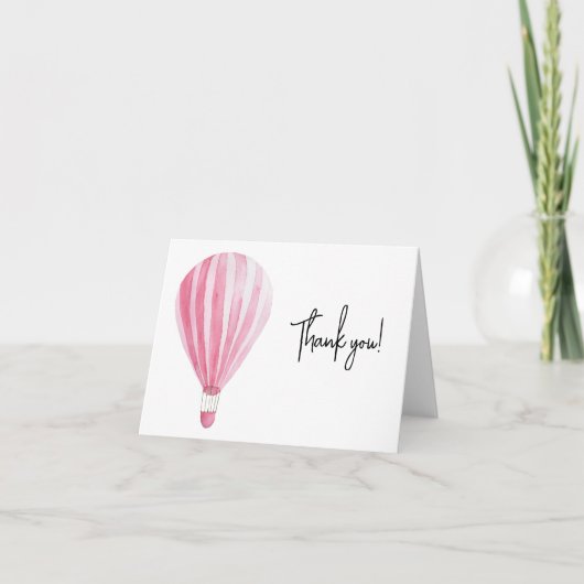 Roze hete luchtballon bedankkaart (Voorkant)