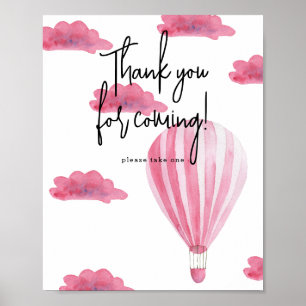 Roze hete luchtballon - Bedankt voor uw komst Poster