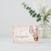 Roze Hete Luchtballon Beer Luier Raffle Informatiekaartje (Staand voorkant)