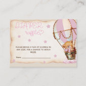 Roze Hete Luchtballon Beer Luier Raffle Informatiekaartje (Voorkant)