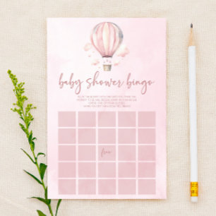 Roze Hete Luchtballon Bingo Baby shower Spel