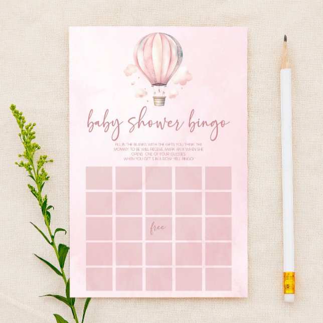 Roze Hete Luchtballon Bingo Baby shower Spel (Creator heeft geüpload)