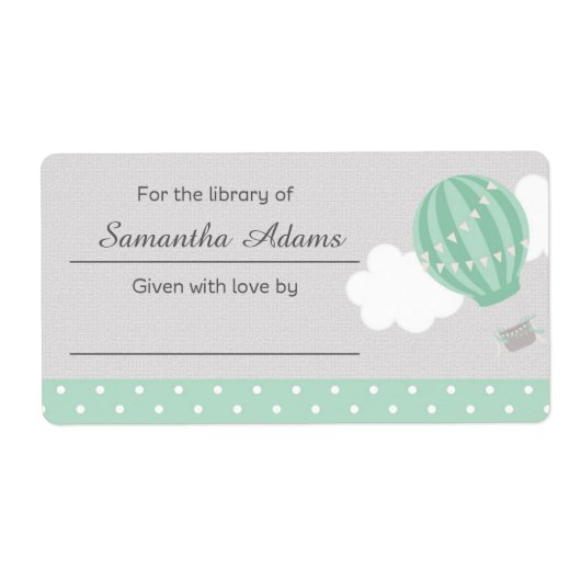 Roze Hete Luchtballon Boekplaat Label Sticker (Voorkant)