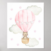 Roze hete luchtballon, Dieren, Beer, Meisjeskamer Poster (Voorkant)