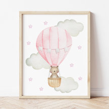 Roze hete luchtballon, Dieren, Beer, Meisjeskamer
