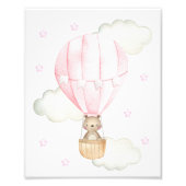 Roze hete luchtballon, dieren, Beer, meisjesserij Foto Afdruk (Voorkant)