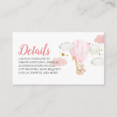 Roze Hete Luchtballon Dieren Details Kaart (Voorkant)