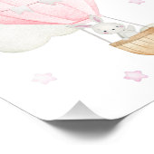 Roze hete luchtballon, dieren, konijn, meisjeskame foto afdruk (Hoek)