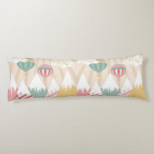 Roze hete luchtballon en bergscène lichaamskussen (Achterkant)