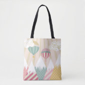 Roze hete luchtballon en bergscène tote bag (Voorkant)