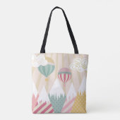 Roze hete luchtballon en bergscène tote bag (Achterkant)