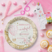 Roze Hete Luchtballon Is ze niet Behoorlijke Verja Papieren Bordje (Feest)